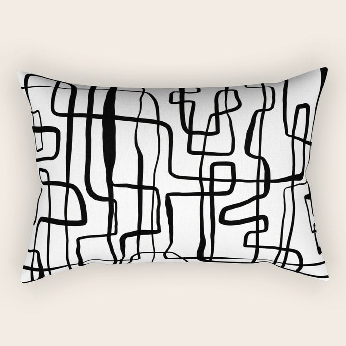 Confusing Lines Black And White Abstract Art Rectangular Pillow Gallery Image 2