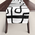 Confusing Lines Black And White Abstract Art Table Runner Gallery Image 1