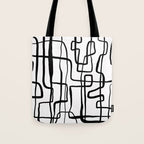 Confusing Lines Black And White Abstract Art Tote Bag Gallery Image 1