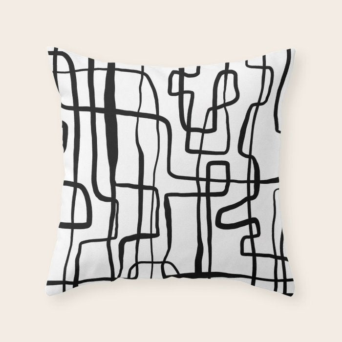 Confusing Lines Black And White Abstract Art Throw Pillow Gallery Image 6