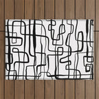 Confusing Lines Black And White Abstract Art Outdoor Rug Gallery Image 1