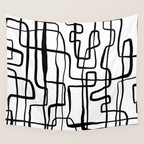 Confusing Lines Black And White Abstract Art Wall Tapestry Gallery Image 4