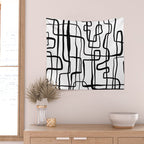 Confusing Lines Black And White Abstract Art Wall Tapestry Gallery Image 2