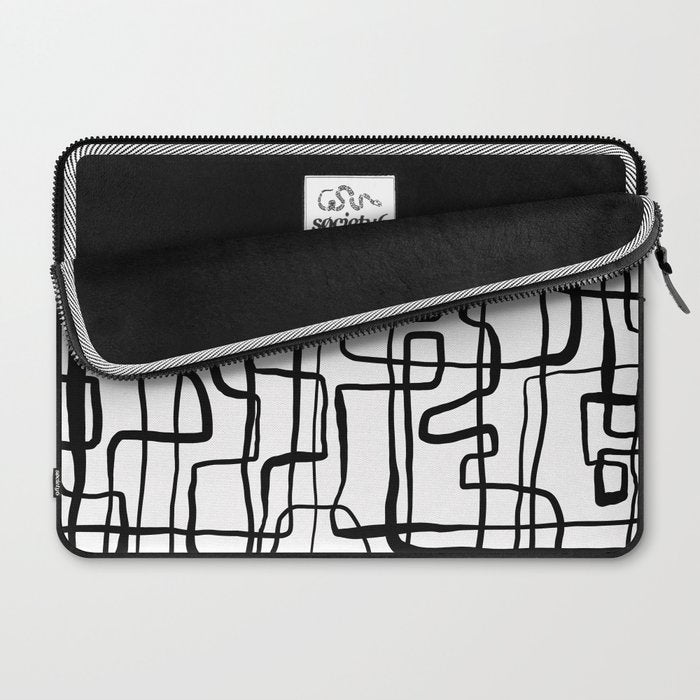 Confusing Lines Black And White Abstract Art Laptop Sleeve Gallery Image 2