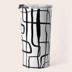 Confusing Lines Black And White Abstract Art Travel Mug Gallery Image 3