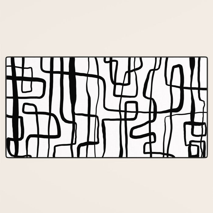 Confusing Lines Black And White Abstract Art Desk Mat Gallery Image 3