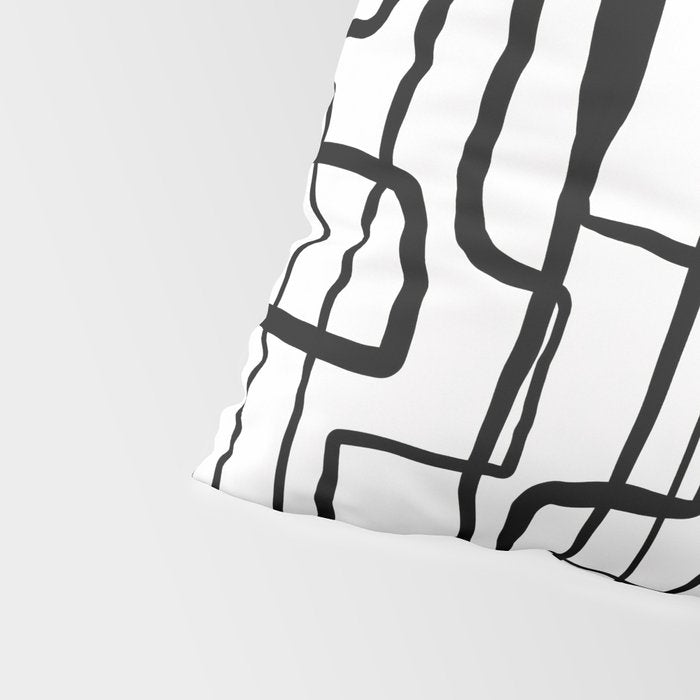 Confusing Lines Black And White Abstract Art Pillow Sham Gallery Image 4