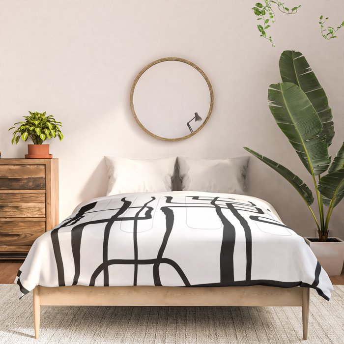Confusing Lines Black And White Abstract Art Comforter Gallery Image 3