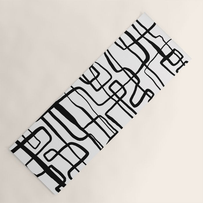 Confusing Lines Black And White Abstract Art Yoga Mat Gallery Image 1
