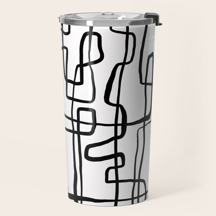 Confusing Lines Black And White Abstract Art Travel Mug Gallery Image 2