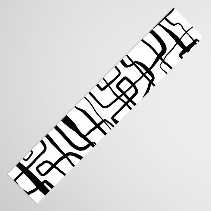 Confusing Lines Black And White Abstract Art Table Runner Gallery Image 3