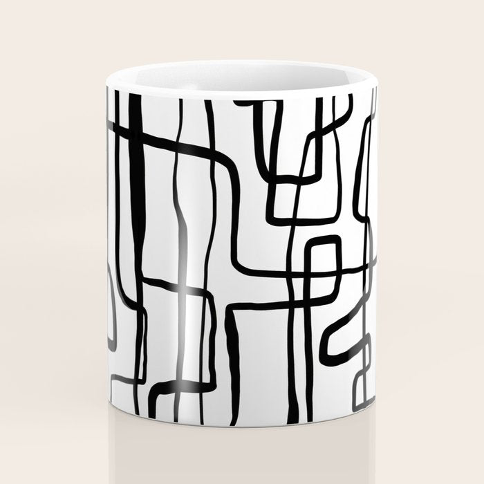 Confusing Lines Black And White Abstract Art Coffee Mug Gallery Image 4