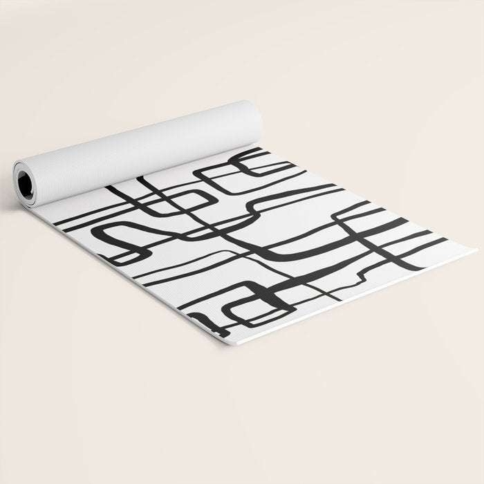 Confusing Lines Black And White Abstract Art Yoga Mat Gallery Image 2