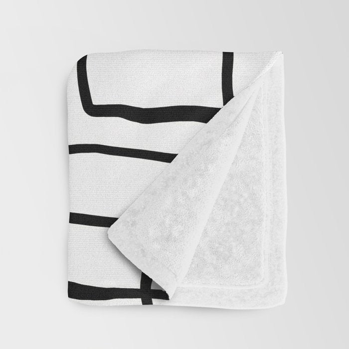 Confusing Lines Black And White Abstract Art Throw Blanket Gallery Image 3