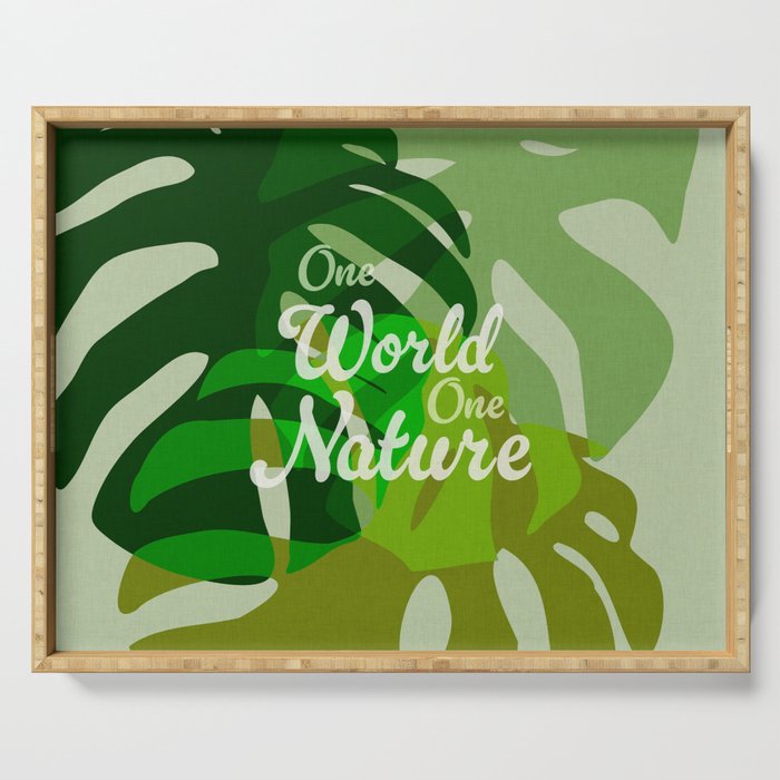 monstera leaf greenery minimal cut outs composition Serving Tray Gallery Image 1