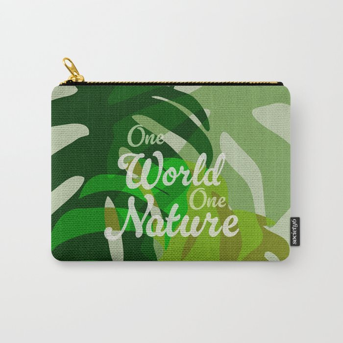 monstera leaf greenery minimal cut outs composition Carry All Pouch Gallery Image 1