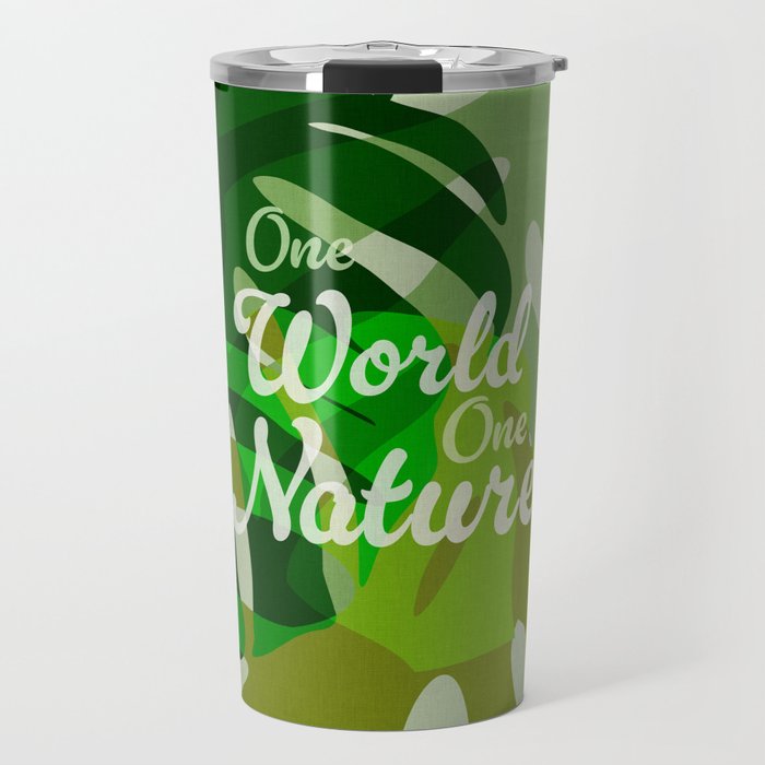 monstera leaf greenery minimal cut outs composition Travel Mug Gallery Image 1