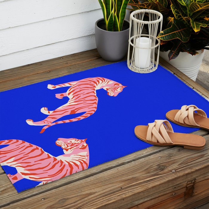 Wildcats on Indigo Blue Outdoor Rug Gallery Image 2