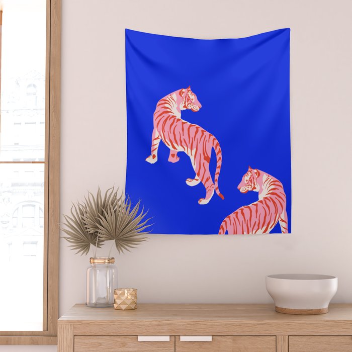 Wildcats on Indigo Blue Wall Tapestry Gallery Image 2