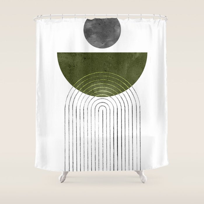 Green mid century modern Shower Curtain Gallery Image 1