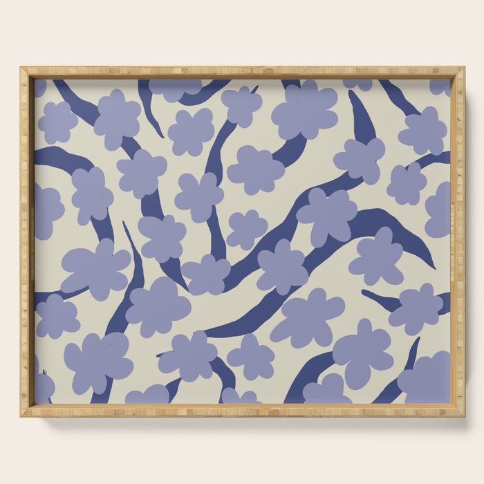 Summer blue Floral Serving Tray Gallery Image 1