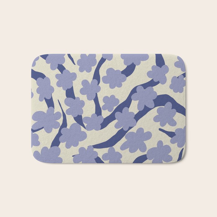 Summer blue Floral Bath Mat Gallery Image 1