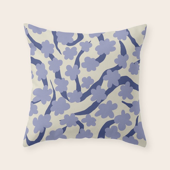Summer blue Floral Throw Pillow Gallery Image 6