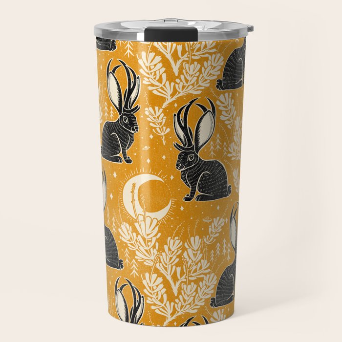 Jackalope - marigold and black  Travel Mug Gallery Image 1