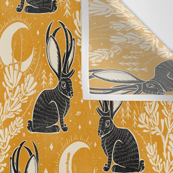 Jackalope - marigold and black  Wall Tapestry Gallery Image 3