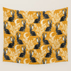 Jackalope - marigold and black  Wall Tapestry Gallery Image 4