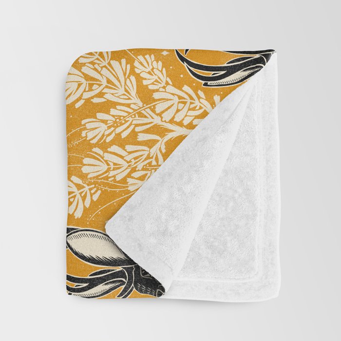 Jackalope - marigold and black  Throw Blanket Gallery Image 3