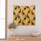 Jackalope - marigold and black  Wall Tapestry Gallery Image 2