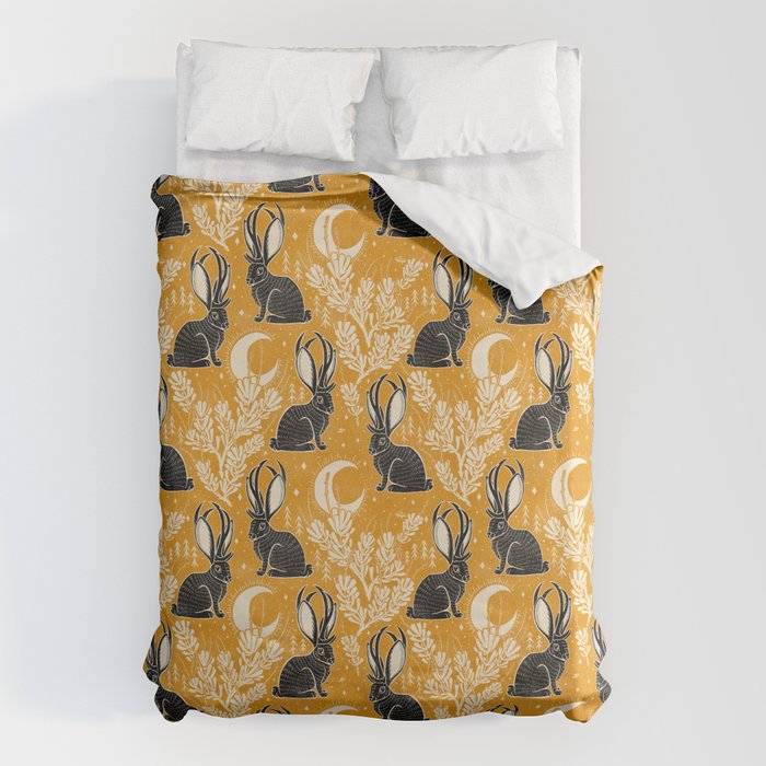 Jackalope - marigold and black  Duvet Cover Gallery Image 6