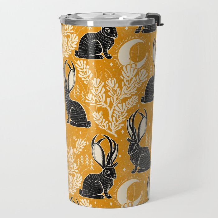 Jackalope - marigold and black  Travel Mug Gallery Image 2