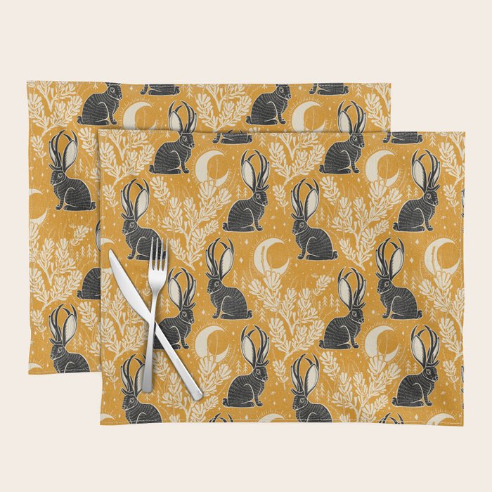 Jackalope - marigold and black  Placemat Gallery Image 1