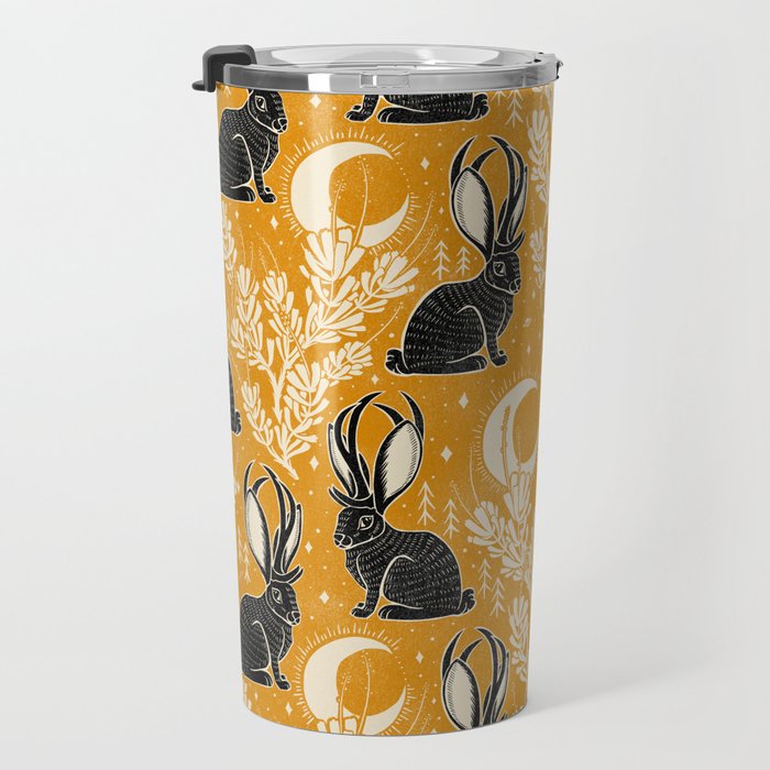 Jackalope - marigold and black  Travel Mug Gallery Image 3