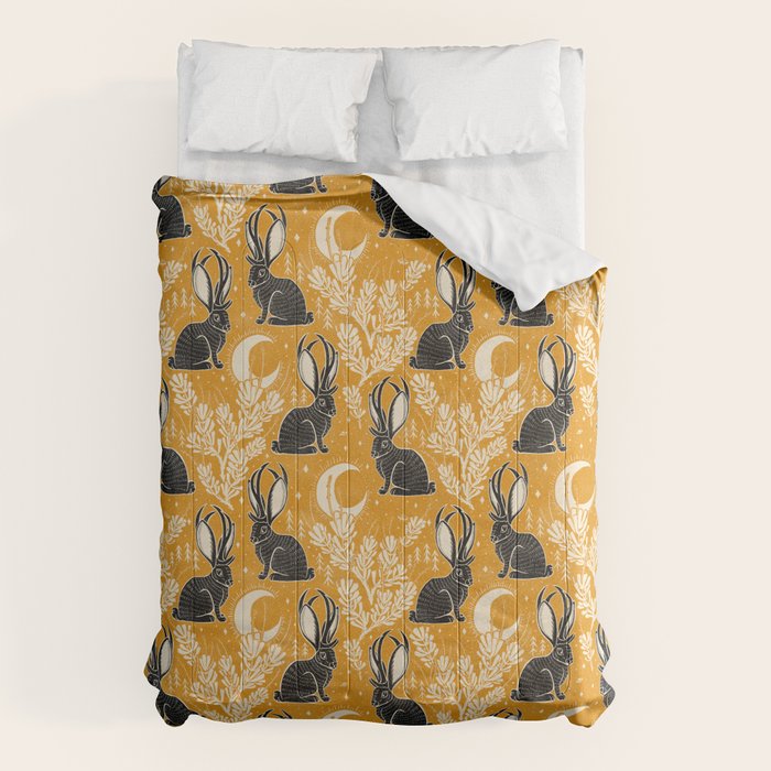 Jackalope - marigold and black  Comforter Gallery Image 6