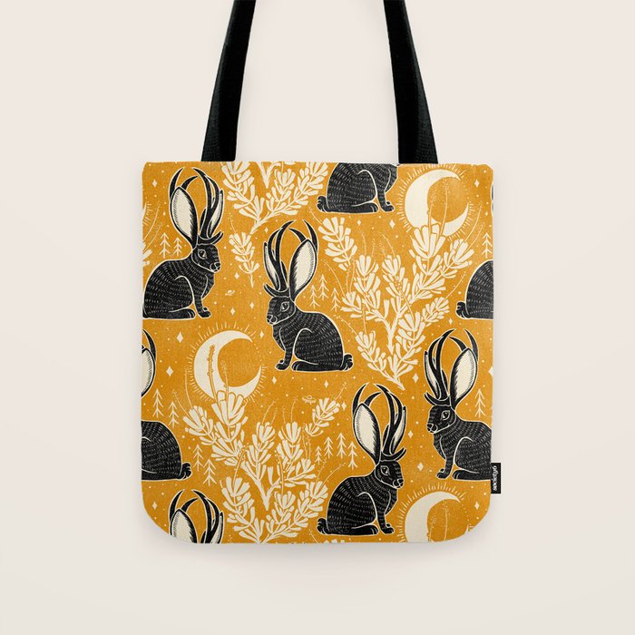 Jackalope - marigold and black  Tote Bag Gallery Image 1