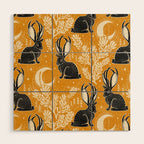 Jackalope - marigold and black  Wood Wall Art Gallery Image 1