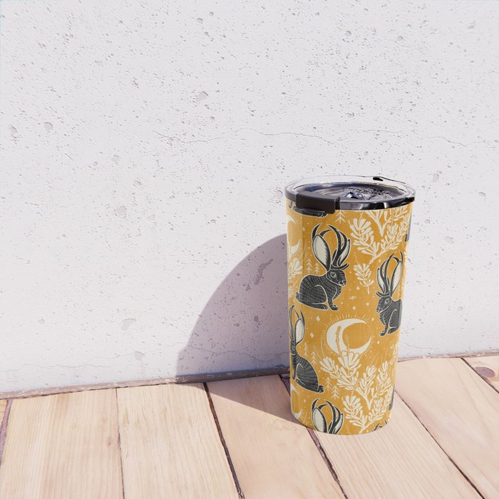 Jackalope - marigold and black  Travel Mug Gallery Image 4