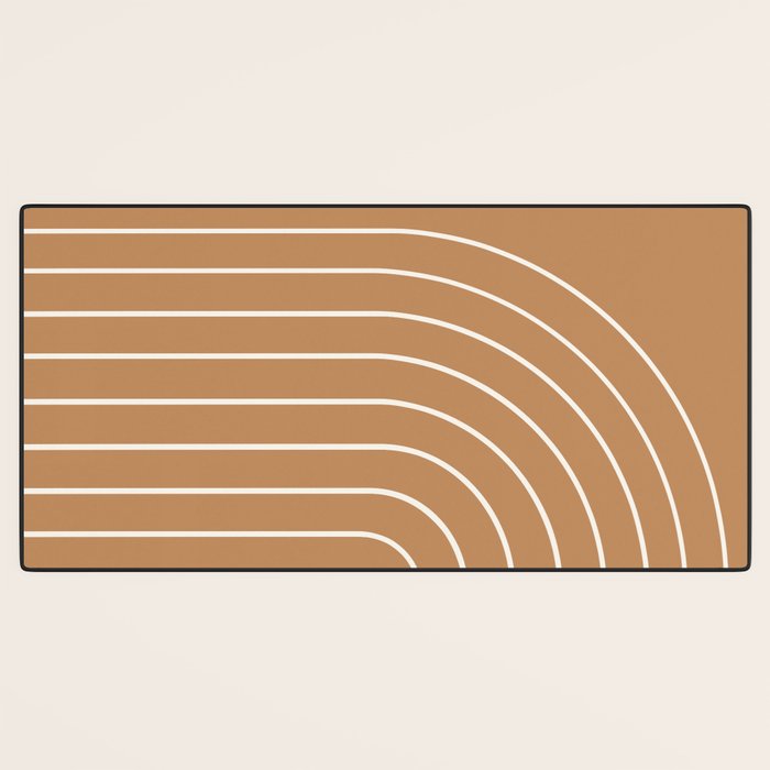 Minimal Arch XLVIII Peach Orange Modern Geometric Lines Desk Mat Gallery Image 3