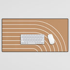 Minimal Arch XLVIII Peach Orange Modern Geometric Lines Desk Mat Gallery Image 1
