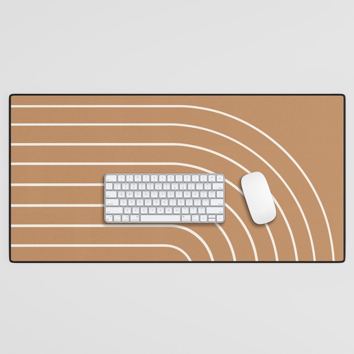 Minimal Arch XLVIII Peach Orange Modern Geometric Lines Desk Mat Gallery Image 1