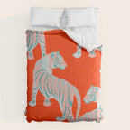 Exotic Pink Tigers on Bold Orange Animal Pattern Comforter Gallery Image 6