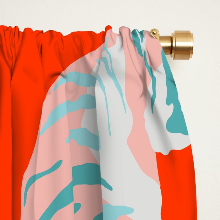 Exotic Pink Tigers on Bold Orange Animal Pattern Window Curtain Gallery Image 2