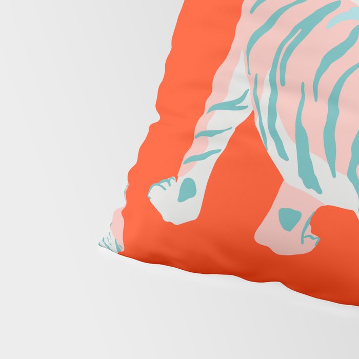 Exotic Pink Tigers on Bold Orange Animal Pattern Pillow Sham Gallery Image 4