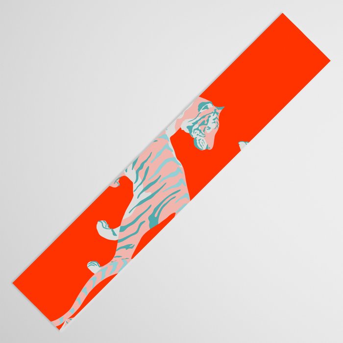 Exotic Pink Tigers on Bold Orange Animal Pattern Table Runner Gallery Image 3