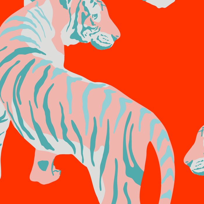 Exotic Pink Tigers on Bold Orange Animal Pattern Coffee Mug Gallery Image 2