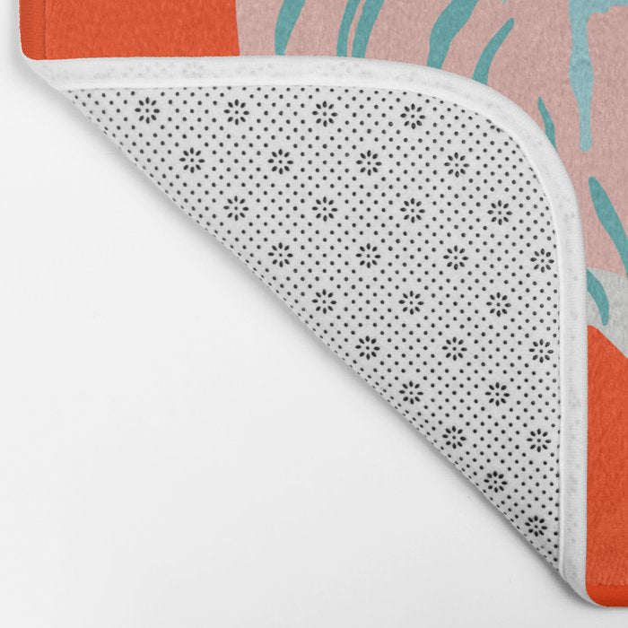 Exotic Pink Tigers on Bold Orange Animal Pattern Bath Mat Gallery Image 2