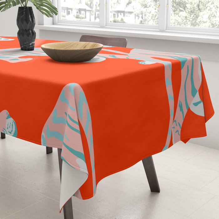 Exotic Pink Tigers on Bold Orange Animal Pattern Tablecloth Gallery Image 3